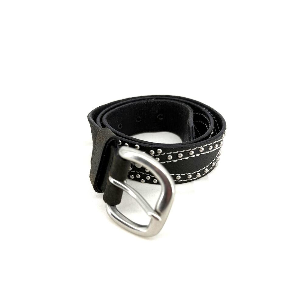 Black Studded Leather Belt Western Rocker Goth Biker Genuine Leather Small